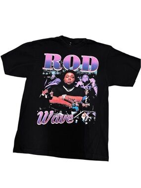 HHEgoods Rod Wave Adult Unisex Black Graphic T Shirt Size Large